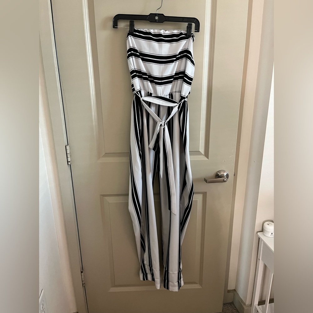 Express Black & White Sleeveless Jumpsuit